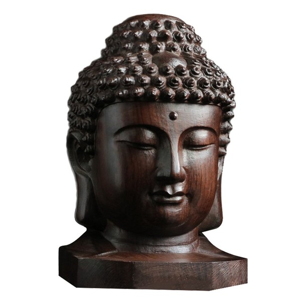 ULTNICE Religious Wooden Sakyamuni Buddha Head Figurine Statue Art Serenity Collection