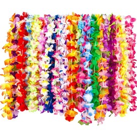36Pcs Hawaiian Wreath Necklace Colorful Tropical Wreaths Hawaii Flowers Wreaths for Holidays Beach Weddings