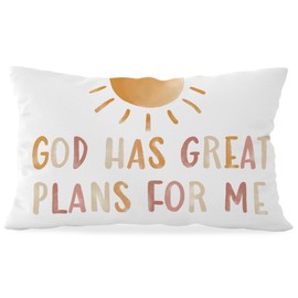 ETVISO Christian Nursery Decor Pillow Cover 12x20, God Has Great Plans for Me Lumbar Pillow Covers, Boho Sun Christian Decor for Kids Bedroom Room Playroom Nursery