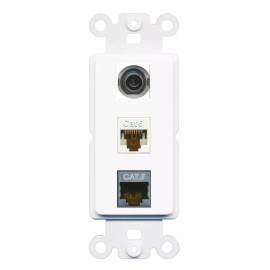Wall Plate City [3 Ports] 3.5mm CAT6 CAT7 Rocker Wall Plate White