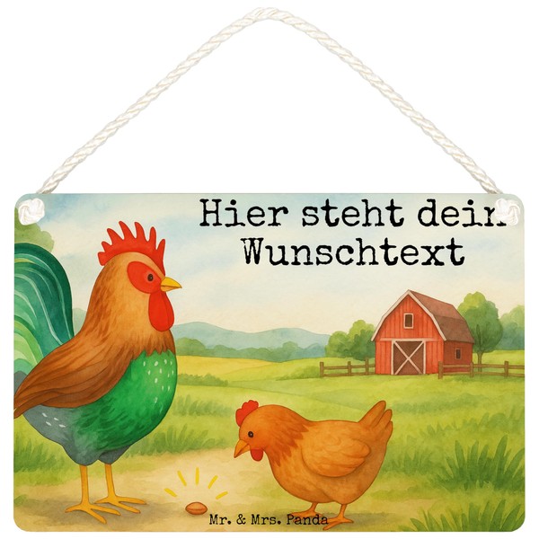 Mr. & Mrs. Panda Personalisiertes Deko Schild Hahn Korn Design
