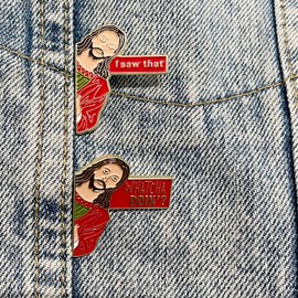 "I Saw That" and "Whatcha doin'"Jesus Alloy Enamel Pins – Wear Your Faith with a Hint of Humor!