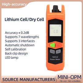 Mini Optic Power Meter -50 ~+26dBm FC/SC/ST Universal Interface 2.5MM Fiber Light Meter for Testing 7 Calibrated Wavelengths Rechargeable