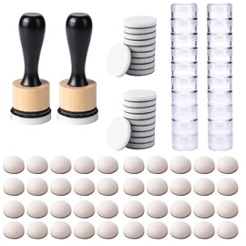 Mini pinceles de mezcla de tinta, 2 asas con 60 recambios de espumas redondas de repuesto y 20 cajas de almacenamiento de plástico, juego de tarros apilables para álbumes de recortes, pintura, suministros de arte, herramientas, manualidades, tarjetas, di