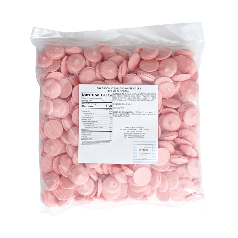 Pink Chocolate Melting Wafers, 2lb Bulk Bag, Pink Chocolate, Pink