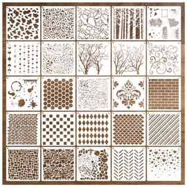 Abstract Geometric Stencils for Crafts Reusable Brick Crackle Layering Damask Stencil for Drawing Leopard Skin Print Templates for Painting on Card Cookie Making Canvas (texture25)