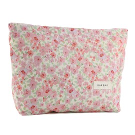 Kytpyi Kosmetiktasche, Schminktasche Groß, Frische Süße Doppelschichtige Kulturtasche Damen Studenten, Tragbare Weiche Kulturbeutel Damen für Verabredung Alltagsleben Reise (Rosa Blumen)