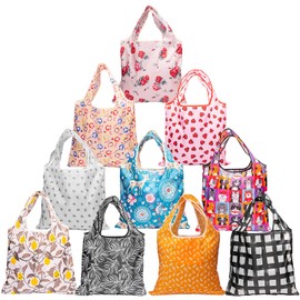 NEWHOMESTYLE 10 Pack Waterproof Reusable Grocery Bags, Foldable Extra Large Portable Totes Bag for Shopping, Travel, Picnic