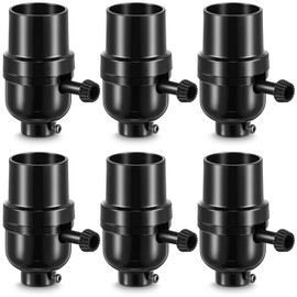 6 Pcs 3 Way Lamp Socket Replacement, UL Listed, E26 Medium Base, Turn Switch Knob for Low-Medium-High Light Settings Light Socket Lamp Parts for Repair Table and Floor Lamps DIY Project, Black