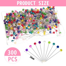 Sewing Pins Quilting Pins for Fabric Corsage with Heads Bouquet Straight Pin for Dressmaker Jewelry DIY Decoration Project 300Pcs