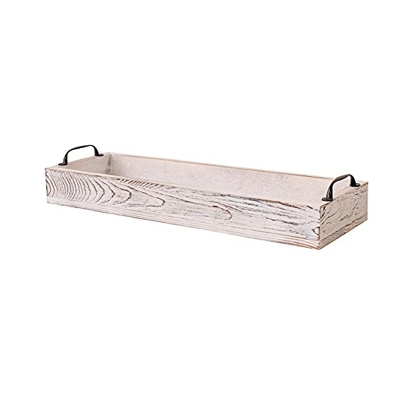 Rustic Wooden Serving Trays Rectangular Wood Serving Tray with Handle,Ottoman