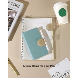 Magnetic Leather Bookmarks with Pen Holder Vegan Leather Book Marks Gifts for Reading Book Lovers Notebook Travelers (Champagne-2PC)