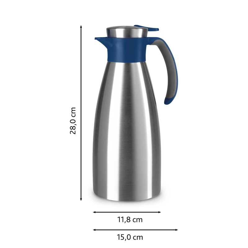 Emsa Soft Grip Insulated Jug, 1.5 Litres, Stainless Steel, 12