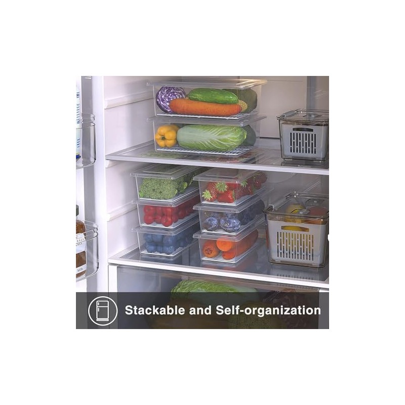 SILIVO 3-Pack Produce Storage Containers for Fresh Fruits & Vegetables