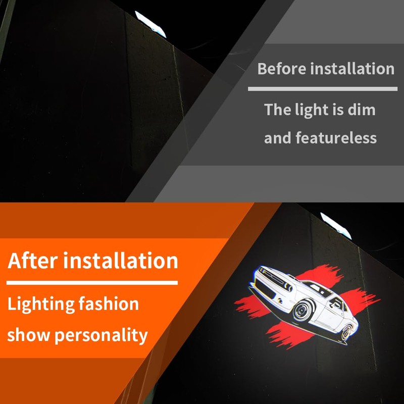 2 PCS Non-Fading LED Door Logo Lights Projector Compatible for