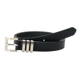 Jdlsppl Women's Metal Ratchet Belt Fashion Belt Casual Metal Buckle Buckle Elegant Classic Basic Groove Belt, Black, Small-X-Large