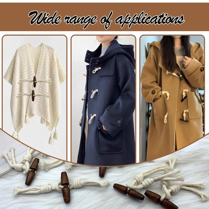 DHER 10 Pairs Leather Buttons Toggle Buttons Wooden Buttons Closure