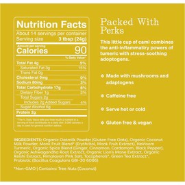 Clevr Blends Turmeric Powder, Golden Milk Instant Latte Mix, Superfood Powder with Oat Milk, Lions Mane, Reishi Mushroom, Organic Spices, Coconut Cream, Ashwagandha, Serve Hot or Iced, 14 Servings