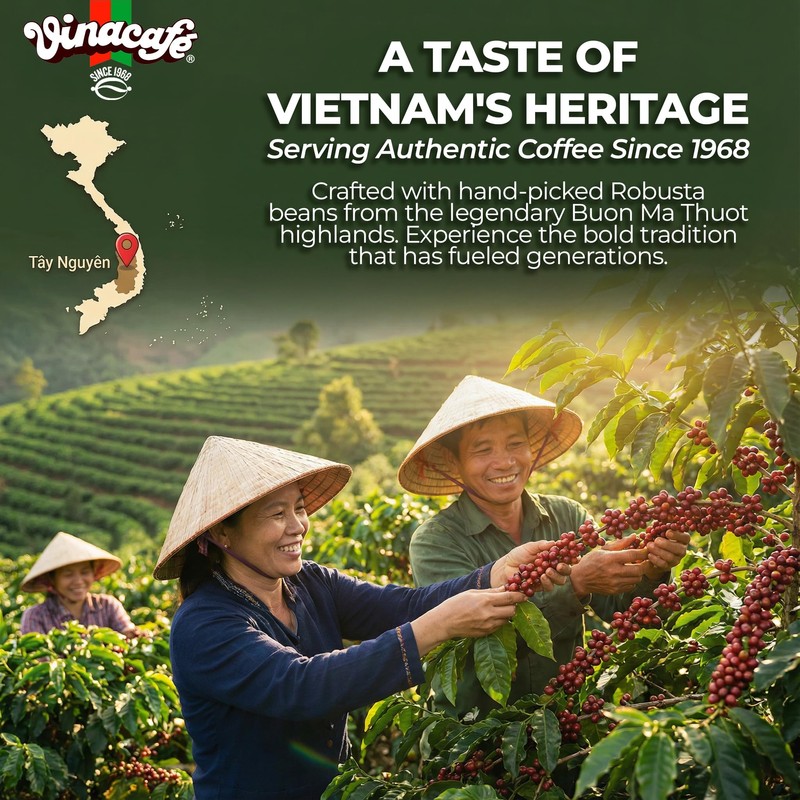 Vinacafe Instant Coffee Packets 3 in 1 Authentic Vietnamese Taste,