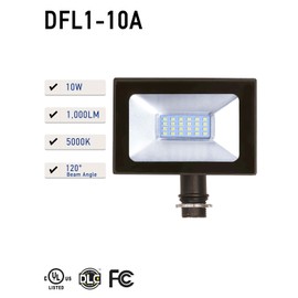 CEA Ultrathin 10W LED Flood Light, 5000K, lP 65 Waterproof, 1000lm, UL & DLC Listed, Knucle Mounting, Outdoor Backyard Lights, Patio, Garage,Warehouse, Farm and Other Outdoor Place (Brown)