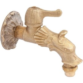 derClou24 Nostalgic Tap with Dragon Head Motif Blank Brass Connection 1/2 Inch and Lever Handle Green