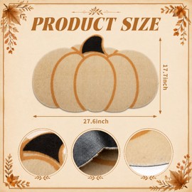 Dilunave Fall Pumpkin Shaped Coir Door Mat 17.7 x 27.6 Inch Artificial Coir Fall Welcome Mat Non Slip Autumn Outdoor Rug, Thanksgiving Farmhouse Door Rug for Porch Entrance Indoor Outdoor Home Decor