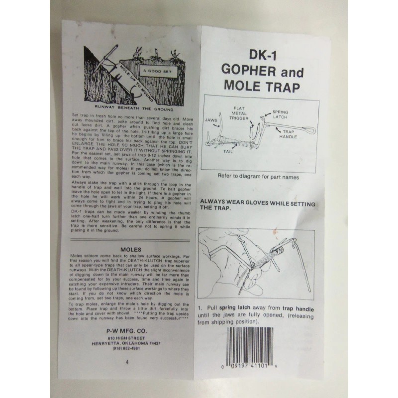 Death Klutch Six Pack of DK-1 Gopher Traps. Pocket Gopher
