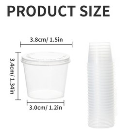 50 Pcs 1oz Small Pots with Lids, Small Plastic Sauce Pots with Lids, Plastic Tubs Sauce Condiment Containers for Salads Dips
