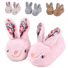 JACKSHIBO Toddler Slippers Girls Boys Cute bunny House Slipper for Home Indoor Winter Bedroom Non Slip Rabbit Warm shoes