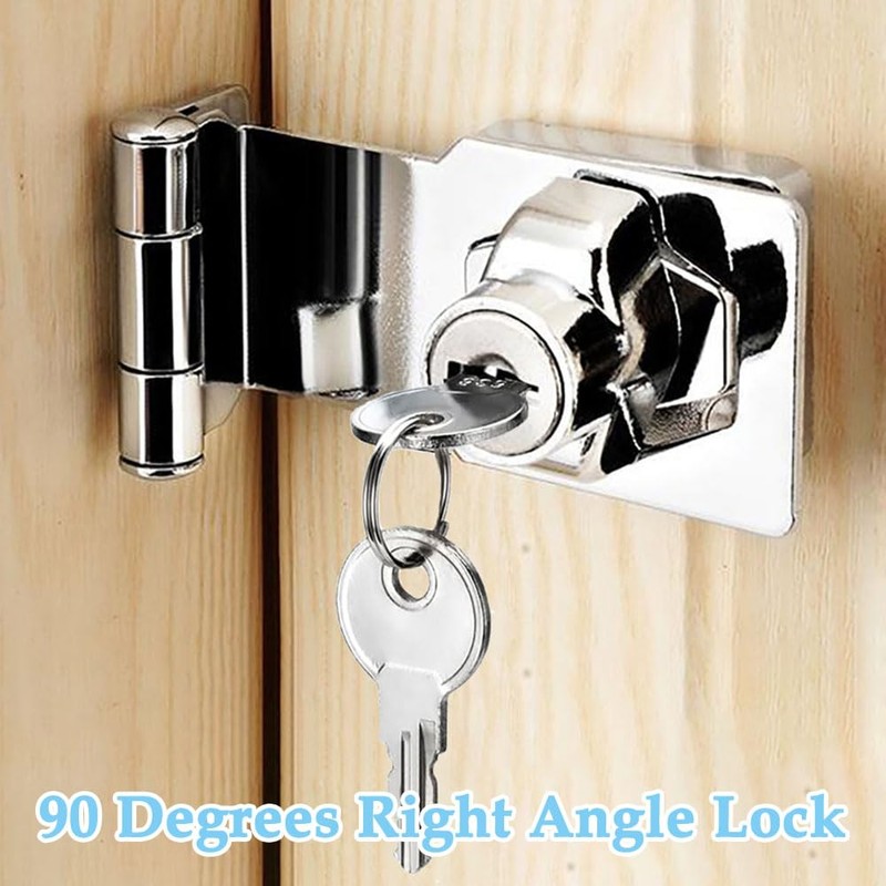 Litensh Rectangular Angle 90 Degree Hasp Lock with Key Equal