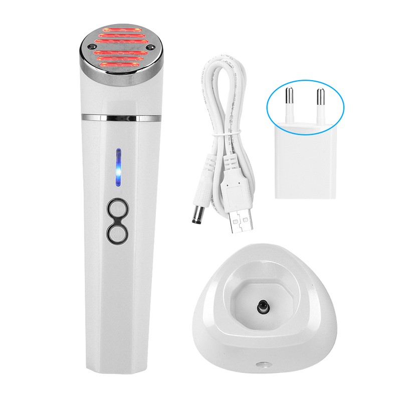 Portable Photon Red Blue Light Facial Hot Compress Massage Anti