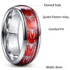 NUNCAD Men's 8mm Tungsten Carbide Ring with Spider Pattern Inlay