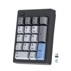 Wireless Mechanical Number Pad, Bluetooth 5.0&2.4G Wireless Dual Mode Hot Swappable Numeric Keypad,17 Keys Gasket Numpad, Ten-Key with PBT Keycaps for Laptop/PC/TKL Keyboards(Black, Linear Switch)