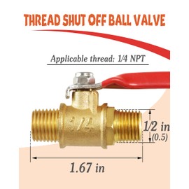 MSAEIQUN 2PCS Brass Ball Valve Shut Off Switch, 1/4 NPT Male x Female