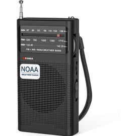 Goodes NOAA Weather Radio with Best Reception, AM FM Portable Radio with 2 AA Battery-Operated, Loud Speaker, Transistor Antenna, Headphone Jack, Perfect for Home, Outdoor, and Emergency Use-Black
