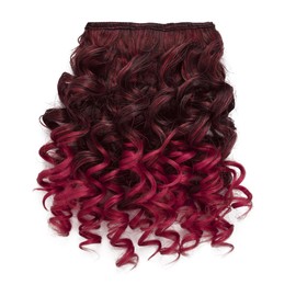 UAmy hair Burgundy Curly Hair Bangs for Black Women Replaceable Curly Bangs with 2 BB Clips in Hairpieces Synthetic Curly Bangs for Daily Wear(T1B/BUG)