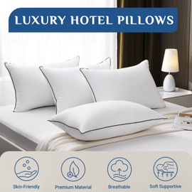 JOLLYVOGUE Pillows Standard Size Set of 4, Bed Pillows for Sleeping 4 Pack, Cooling and Supportive Pillows with Super Soft Down Alternative Fill, Hotel Pillows for Side, Back, and Stomach Sleepers
