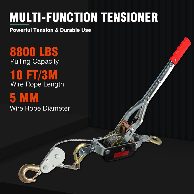 Come Along Winch,4-Ton (8800lbs) Pulling Capacity, Heavy Duty Power Cable