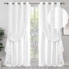 BGment White Room Darkening Curtains for Bedroom with Sheer Overlay,
