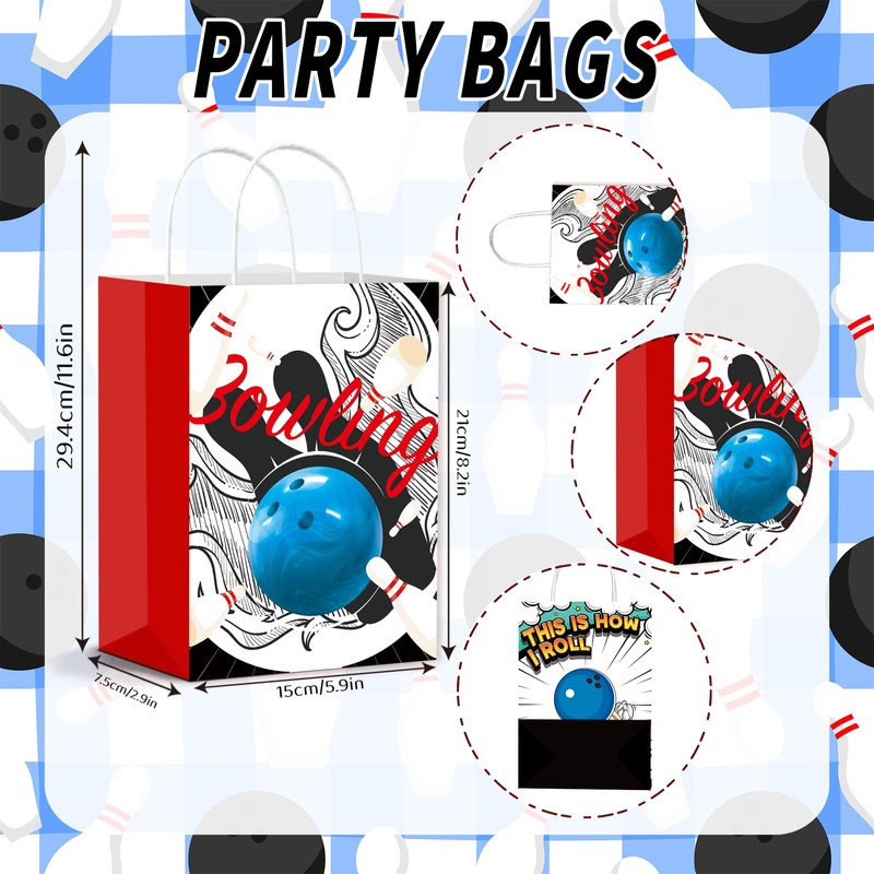 YYDLKAF 12 PCS Bowling Party Bags with Handles, Bowling Party