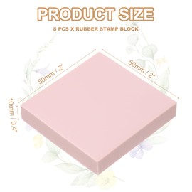 PATIKIL 8Pcs 2X2" Rubber Carving Blocks, Soft Linoleum Art Carving Block Square Crafts Stamp Making for Printmaking Stamps Carving Supplies, Pink