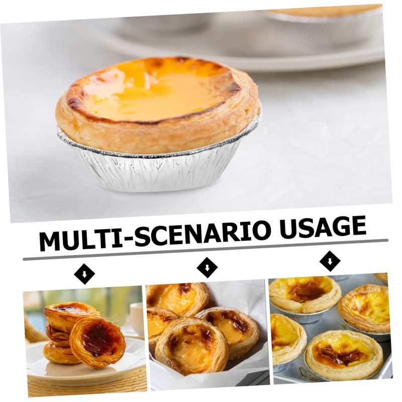 Gatuida 200Pcs Egg Tart Molds Round Foil Trays Baking Cups