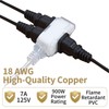 Rokneis Clear Extension Cord, 12 ft, 3 Outlet, 2 Pack,