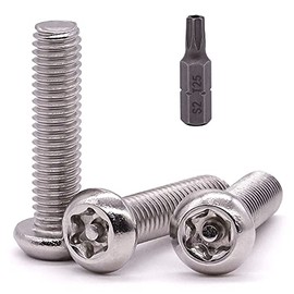M6-1.0 x 25mm 30 PCS Button Head Torx Security Machine Screws Bolts 304 Stainless Steel 18-8 Tamper Resistant Screws with a Torx Driver Bit, Full Thread, Bright Finish