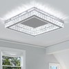 Finktonglan Square Crystal LED Flush Mount Ceiling Light, 17.7" Modern