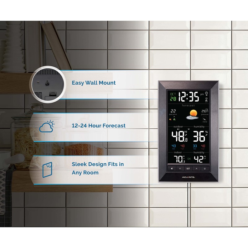 AcuRite Digital Vertical Weather Forecaster with Indoor/Outdoor Temperature, Humidity, and