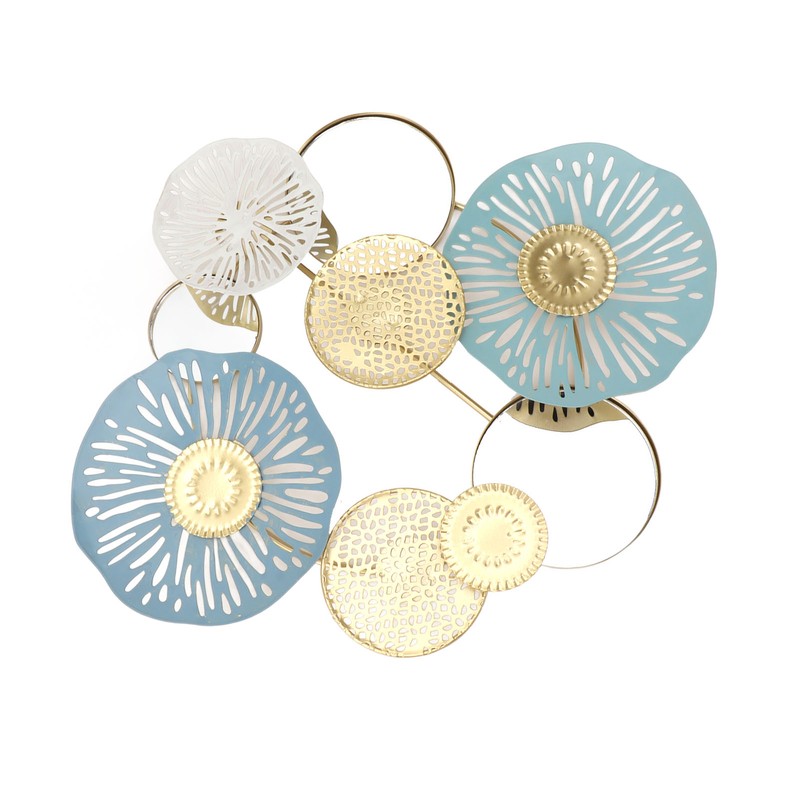 Wall Iron Decoration Lotus Shape With Mirror Metal Wall Art