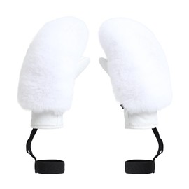 GSOU SNOW Women Ski Gloves Snowboard Gloves Faux Fur Palm Sheepskin Warm for Winter White