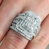 ASFKIPMF 925 Sterling Silver Shiny Cubic Zirconia Rings Fold Wear