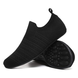 SLEVEL Lightweight Non Slip Travel Indoor Grip House Slipper Socks Unisex Adult Around The House Floor Home Shoes for Women Men (SL20002AllBlack37)